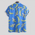 Camisa Masculina Estampa Bananas Estilo Geek Moda Praia Plus Size