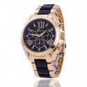 Relógio Feminino Inoxidável Casual Azul Bonito Elegante Dourado