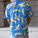 Camisa Masculina Estampa Bananas Estilo Geek Moda Praia Plus Size