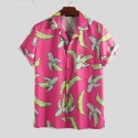 Camisa Masculina Estampa Bananas Estilo Geek Moda Praia Plus Size