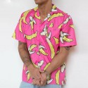 Camisa Masculina Estampa Bananas Estilo Geek Moda Praia Plus Size