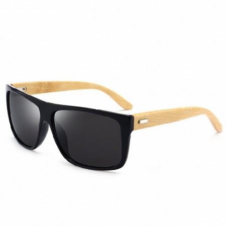 Men's Dark Wood-framed Sunglasses