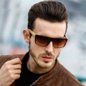 Men's Dark Wood-framed Sunglasses