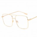 Óculos de Sol Masculino Aviador Quadrado Armação em Aço Dourado