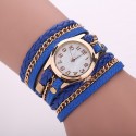 Relógio Bracelete de Couro Feminino Multicolor com Corrente Fashion