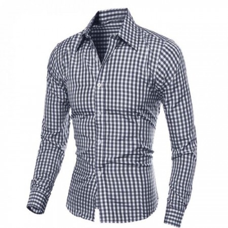 Camisa Casual Quadriculada Masculina Manga Longa