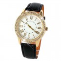 Clock Female Casual Elegant with Crystal Quartz Gold