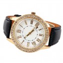 Clock Female Casual Elegant with Crystal Quartz Gold