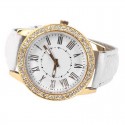 Clock Female Casual Elegant with Crystal Quartz Gold