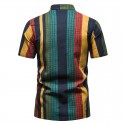 Men's Mandarin collar Afro striped shirt