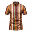 Men's Mandarin collar Afro striped shirt