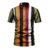 Men's Mandarin collar Afro striped shirt