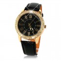 Clock Female Casual Elegant with Crystal Quartz Gold