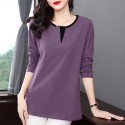 Camiseta Feminina Manga Longa Blusa Casual de Trabalho Duas Cores