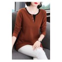 Camiseta Feminina Manga Longa Blusa Casual de Trabalho Duas Cores