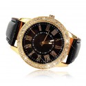 Clock Female Casual Elegant with Crystal Quartz Gold