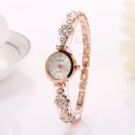 Clock Vintage Female with Gold Crystals and Silver Thin Casual
