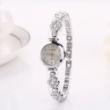 Clock Vintage Female with Gold Crystals and Silver Thin Casual
