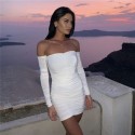 Vestido de Festa Feminino Modelo Curto Tomara que Caia Manga Longa