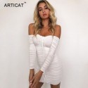 Vestido Feminino Branco Toma que Caia Moda Manga Longa Elegante