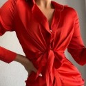 Womens Dress in Silk Smooth Elegant Modern Bathrobe Long Sleeve