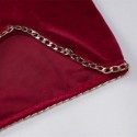 Womens Elegant Velvet Dress One-sided chain strap