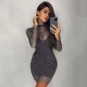 Luxury Dress Fashion Metallic Long Sleeve Transparent