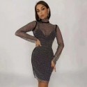 Luxury Dress Fashion Metallic Long Sleeve Transparent