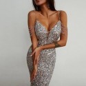 Elegant Glittering Sequin Sequin Dress White Silver with Stones