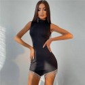 Vestido Sem Mangas Novo Modelo Diamante Gola Alta Liso