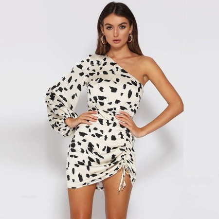 Kitty Print Dress One Shoulder Only Vaga Pinch