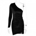 Short Dress in Velvet Wrinkled New Trend Women Sexy Ballad Party