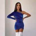 Short Dress in Velvet Wrinkled New Trend Women Sexy Ballad Party