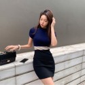 Vestido Das Mulheres Duas Cores Estilo Social Trabalho Escritório