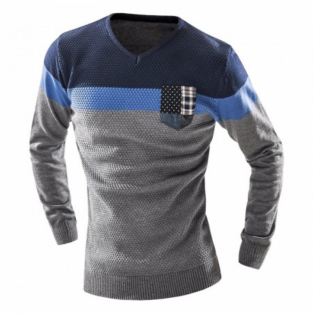 Shirt Winter Striped Men's Knitwear Long Sleeve Rasp