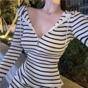 Womens Long Sleeve Striped Winter Fashion Dress With Hood