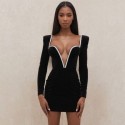 Sexy Dress For Party Short Model V Neck Long Sleeve Modern