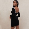 Sexy Dress For Party Short Model V Neck Long Sleeve Modern