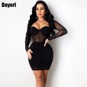 Womens Party Dress Thin Waist Transparent in Lace