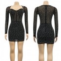 Womens Party Dress Thin Waist Transparent in Lace