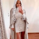 White Short Dress Long Sleeve Luxury Fashion Winter Knitted For Parties