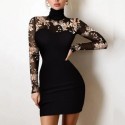 Elegant Round Collar Dress Glittering Party Style