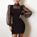 Elegant Round Collar Dress Glittering Party Style