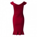 Sophisticated Red Ruffle Dropped Shoulder Dress