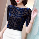 Embroidered blouse in Pearls Women Elegant Blue Black and White