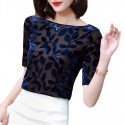 Embroidered blouse in Pearls Women Elegant Blue Black and White