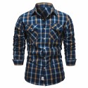 Camisa Degrade Manchas Slim Casual Masculina Social Rosa e Azul