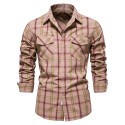 Camisa Degrade Manchas Slim Casual Masculina Social Rosa e Azul