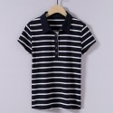 Women's Polo Shirt Striped Casual Green and Pink Sporty Thin