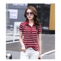 Women's Polo Shirt Striped Casual Green and Pink Sporty Thin